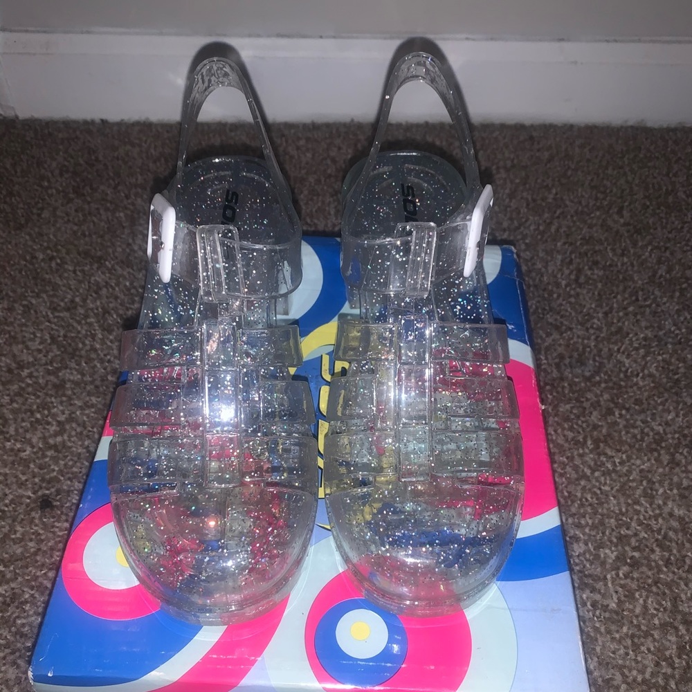 CLEAR GLITTER JELLY SANDALS